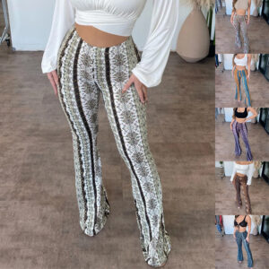 High Elastic Tight Pants Slim Sexy Print Trousers Womens Clothing