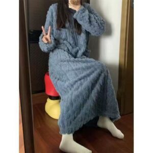 Women Warm Winter Coral Fleece Nightgown Sleepwear