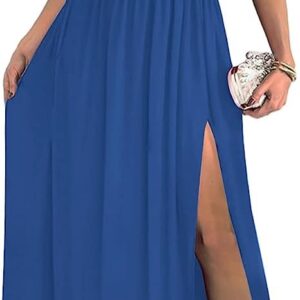 Women's One Shoulder High Split Cutout Sleeveless Elegant Sexy Cocktail Maxi Dress