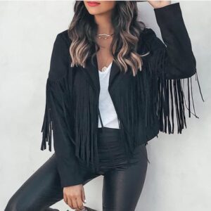 Faux Suede Leather Fringe Jacket