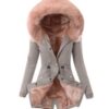 Women Hooded Drawstring Plush Jacket