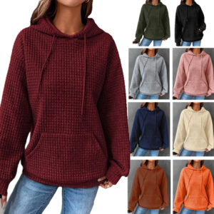 Women Waffle Hoodie Sweater Casual Sweatshirt Fashion