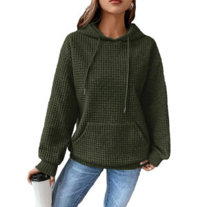 Women Waffle Hoodie Sweater Casual Sweatshirt Fashion